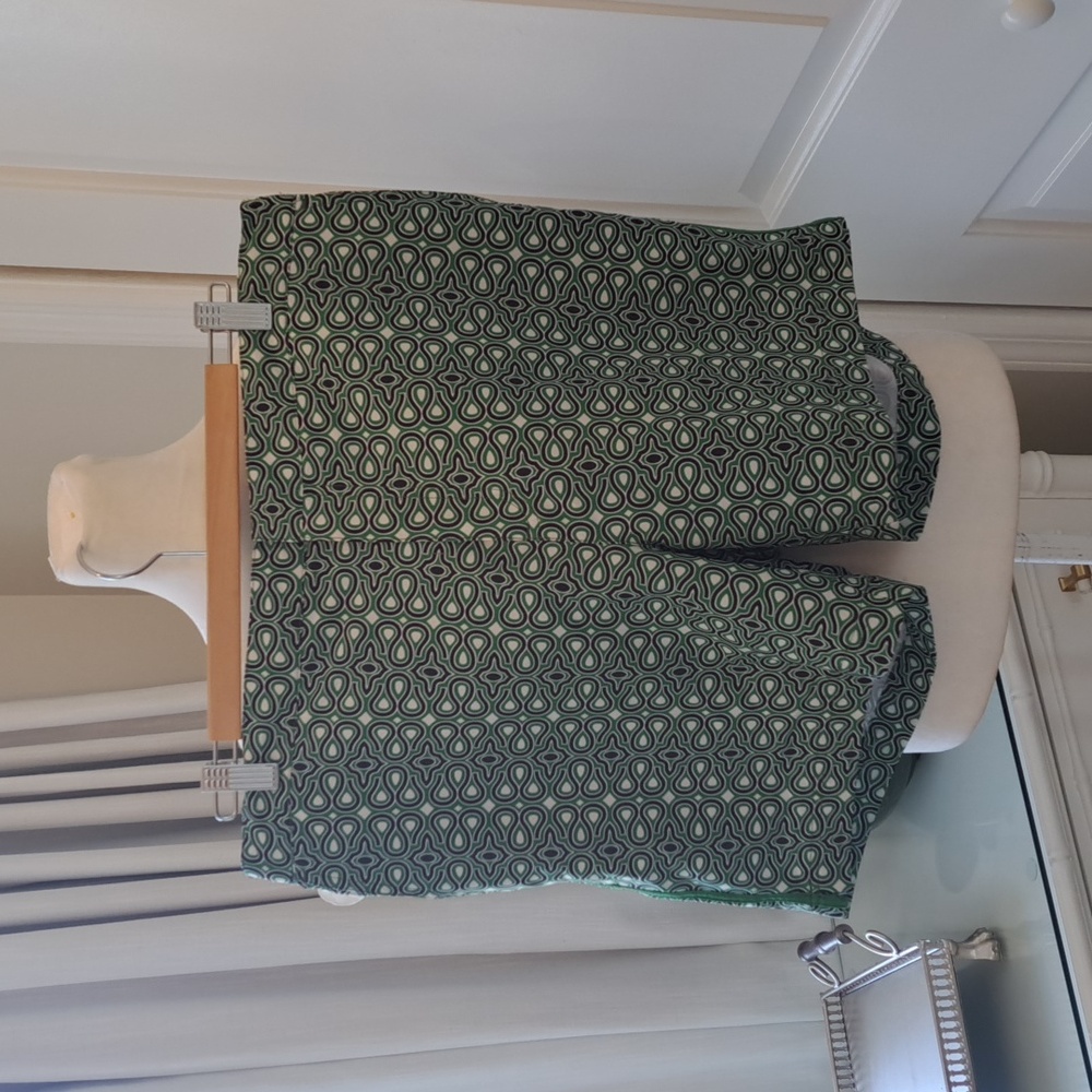 NWOT Fair Harbor Mens The‎ Sextant 6" Swim Trunks Navy/Gree/White Print Zip S-36